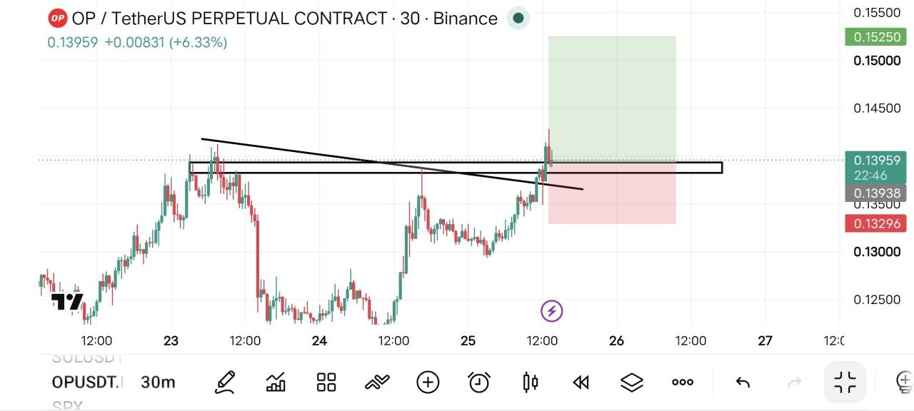 اسکرین‌شات سیگنال OPUSDT LONG از Fat pig signalso