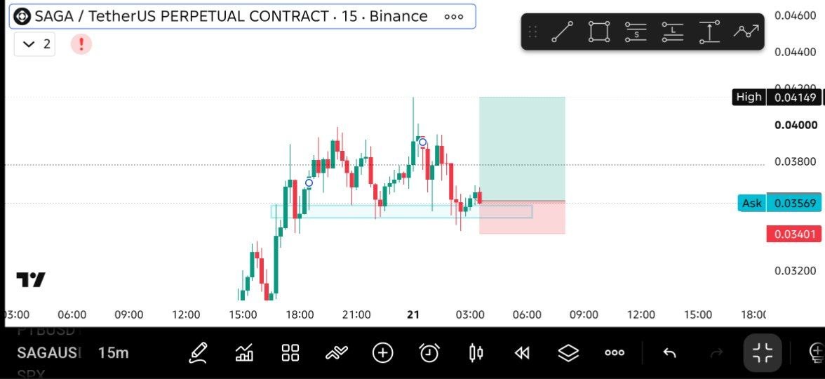 اسکرین‌شات سیگنال SAGAUSDT LONG از THE MASTER (CRYPTO)