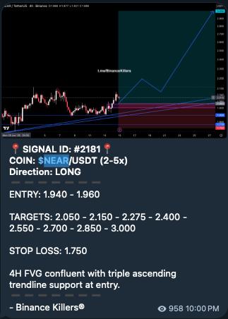 NEARUSDT LONG signal screenshot by Binance Killers