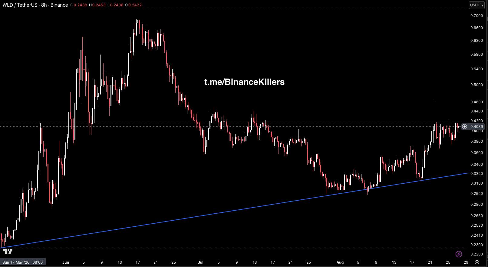 WLDUSDT LONG signal screenshot by Binance Killers