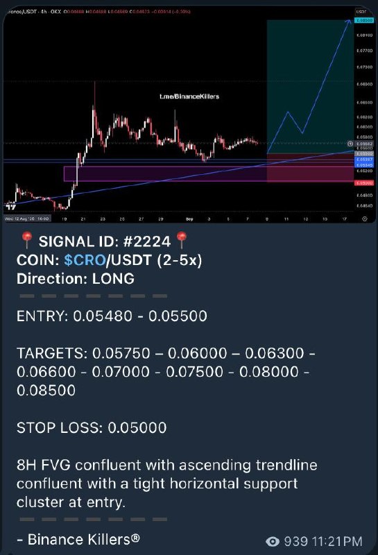 CROUSDT LONG signal screenshot by Binance Killers