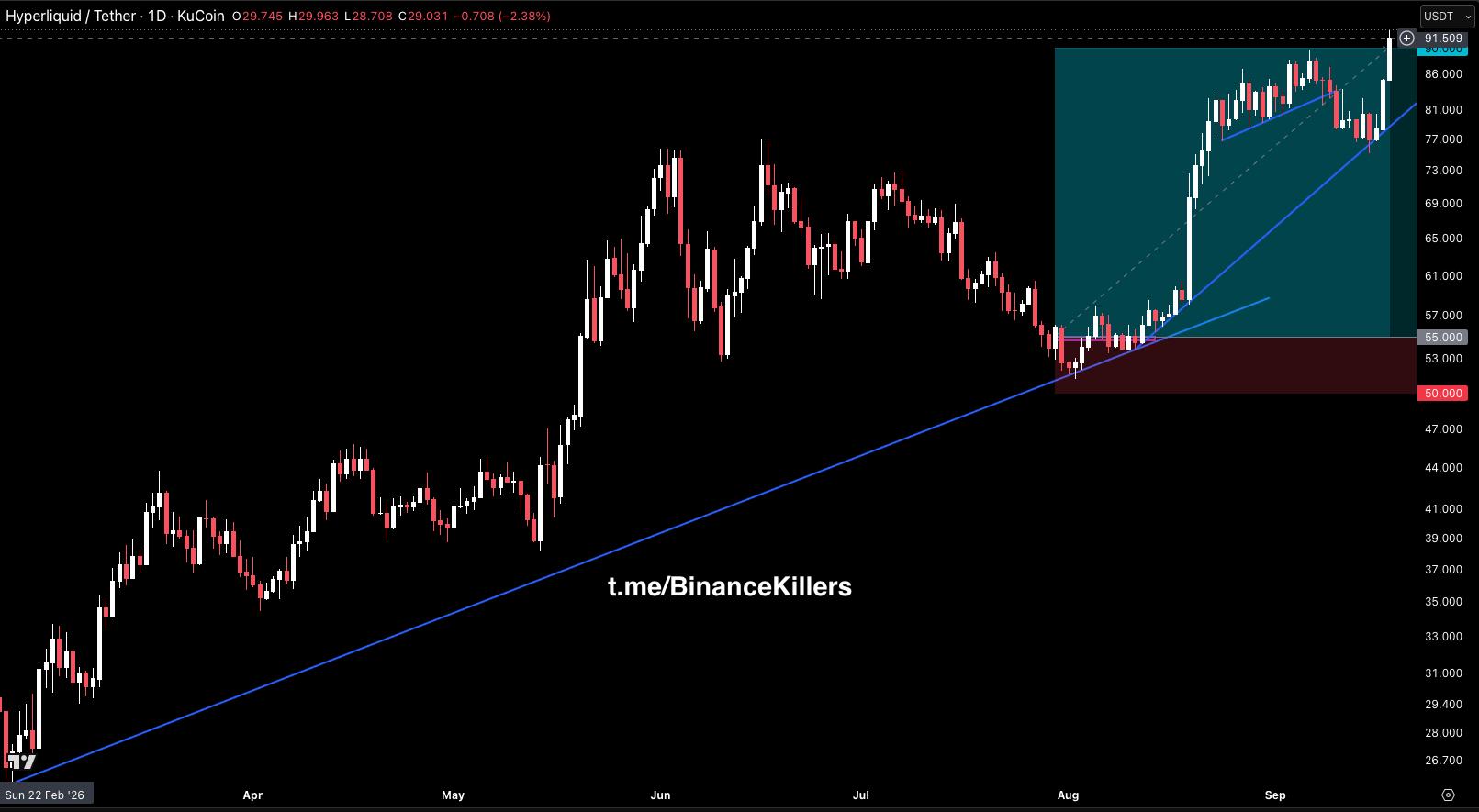 اسکرین‌شات سیگنال HYPEUSDT LONG از Binance Killers