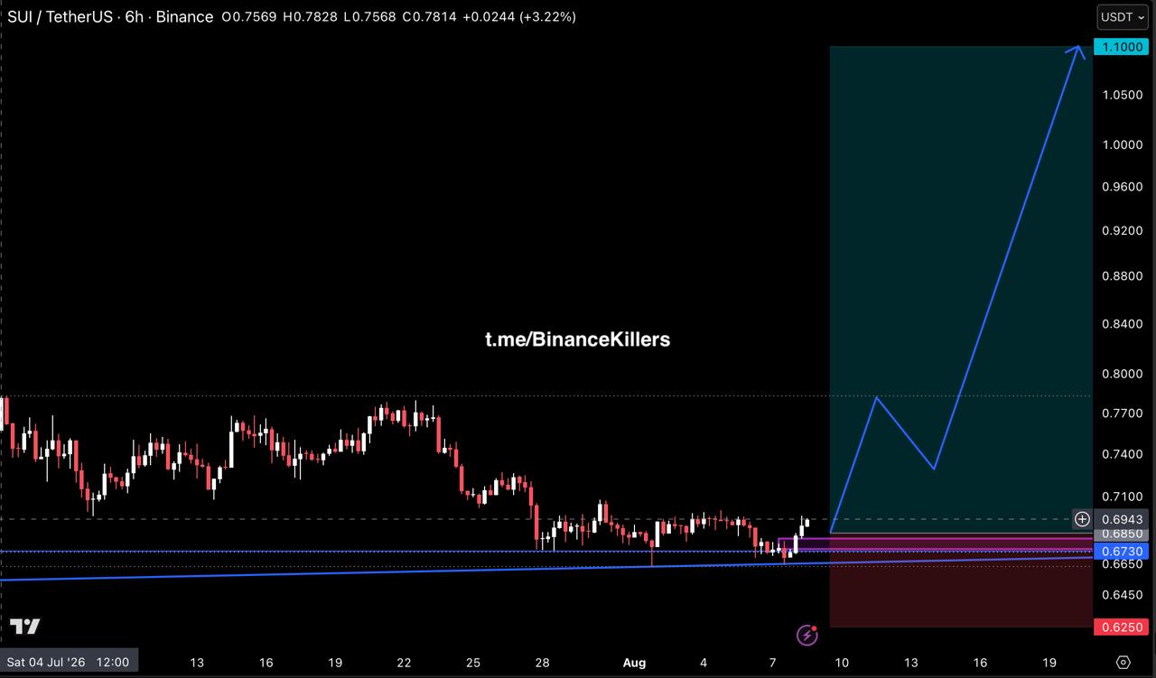 اسکرین‌شات سیگنال SUIUSDT LONG از Binance Killers Vip Channel