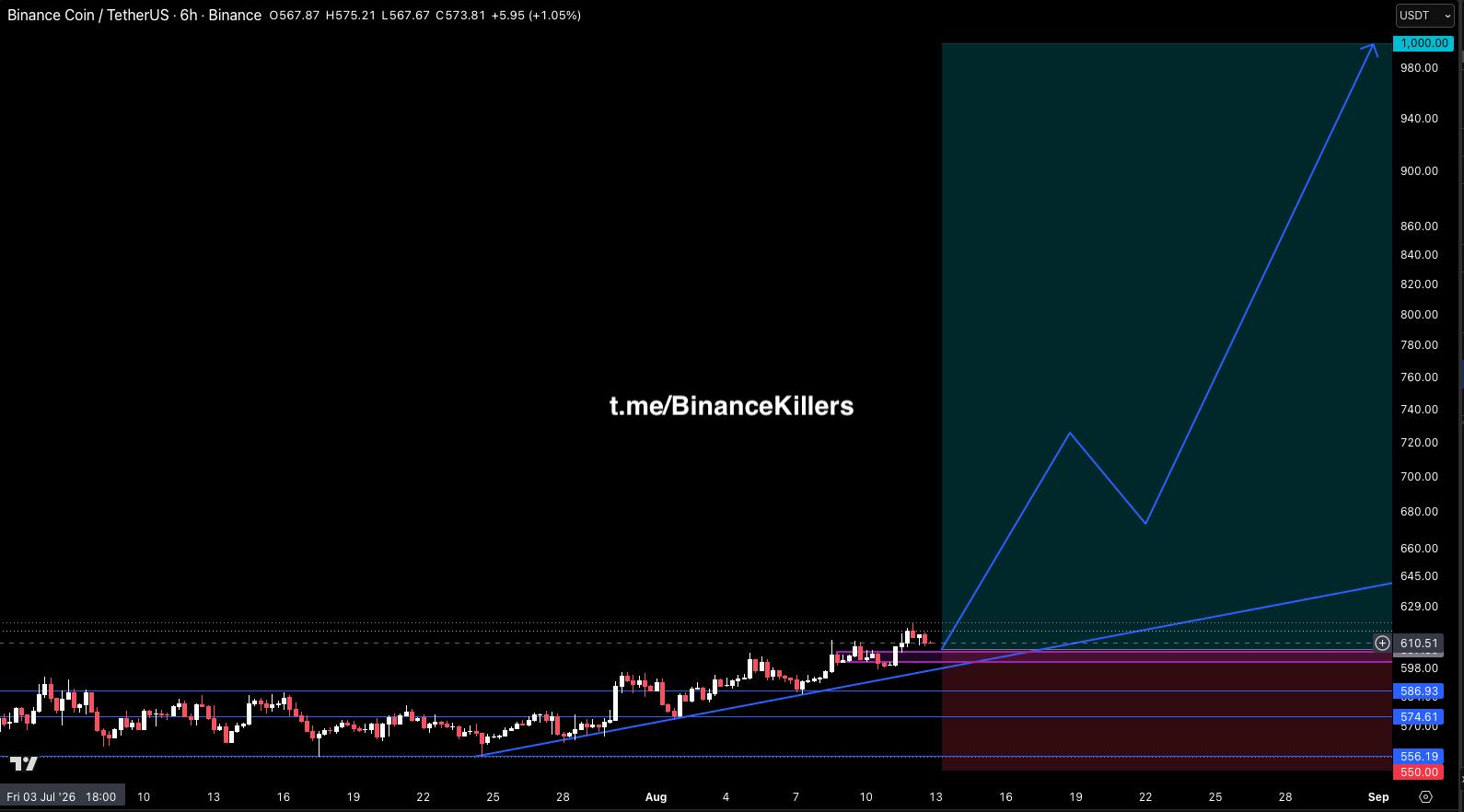 اسکرین‌شات سیگنال BNBUSDT LONG از Binance Killers Vip Channel