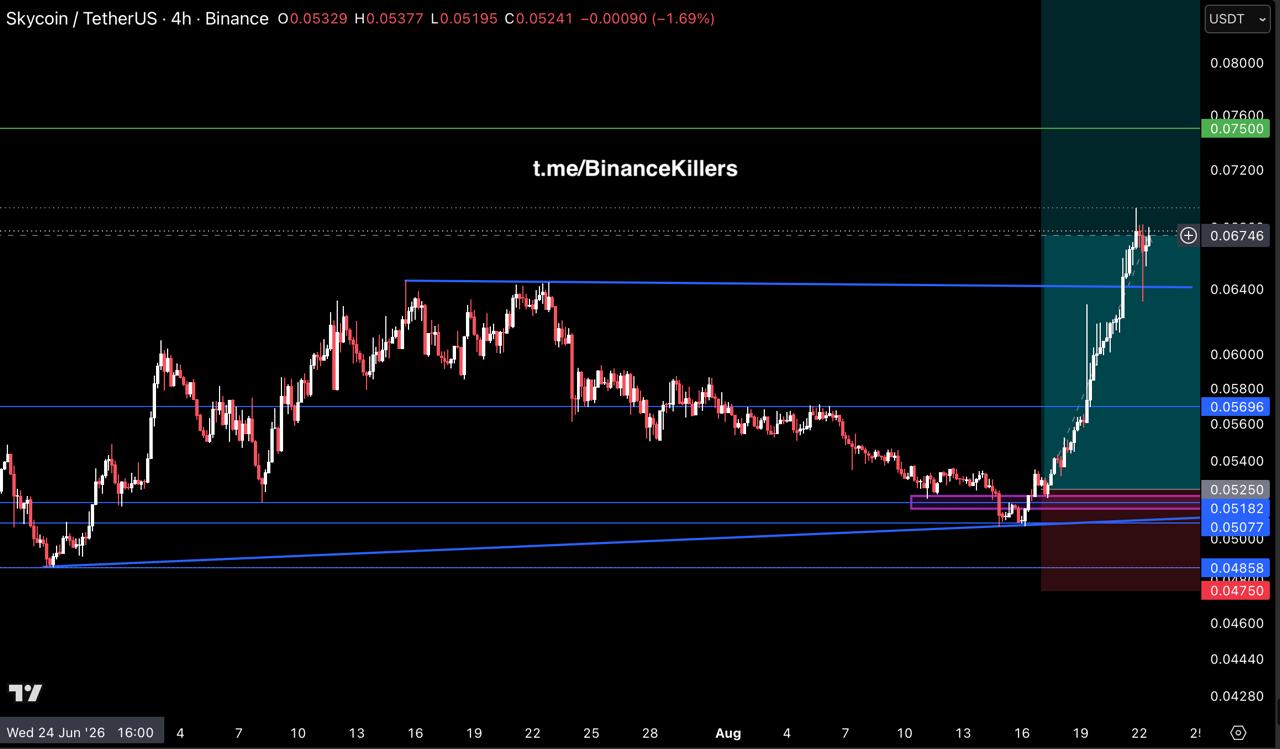 SKYUSDT LONG signal screenshot by Binance Killers Vip Channel
