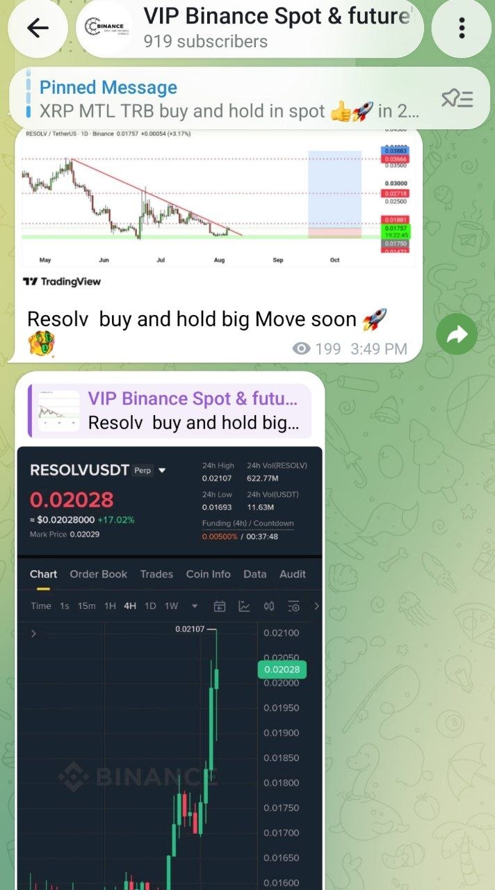 اسکرین‌شات سیگنال RESOLVUSDT LONG از Binance Spot & FutuRes Signals 🐋