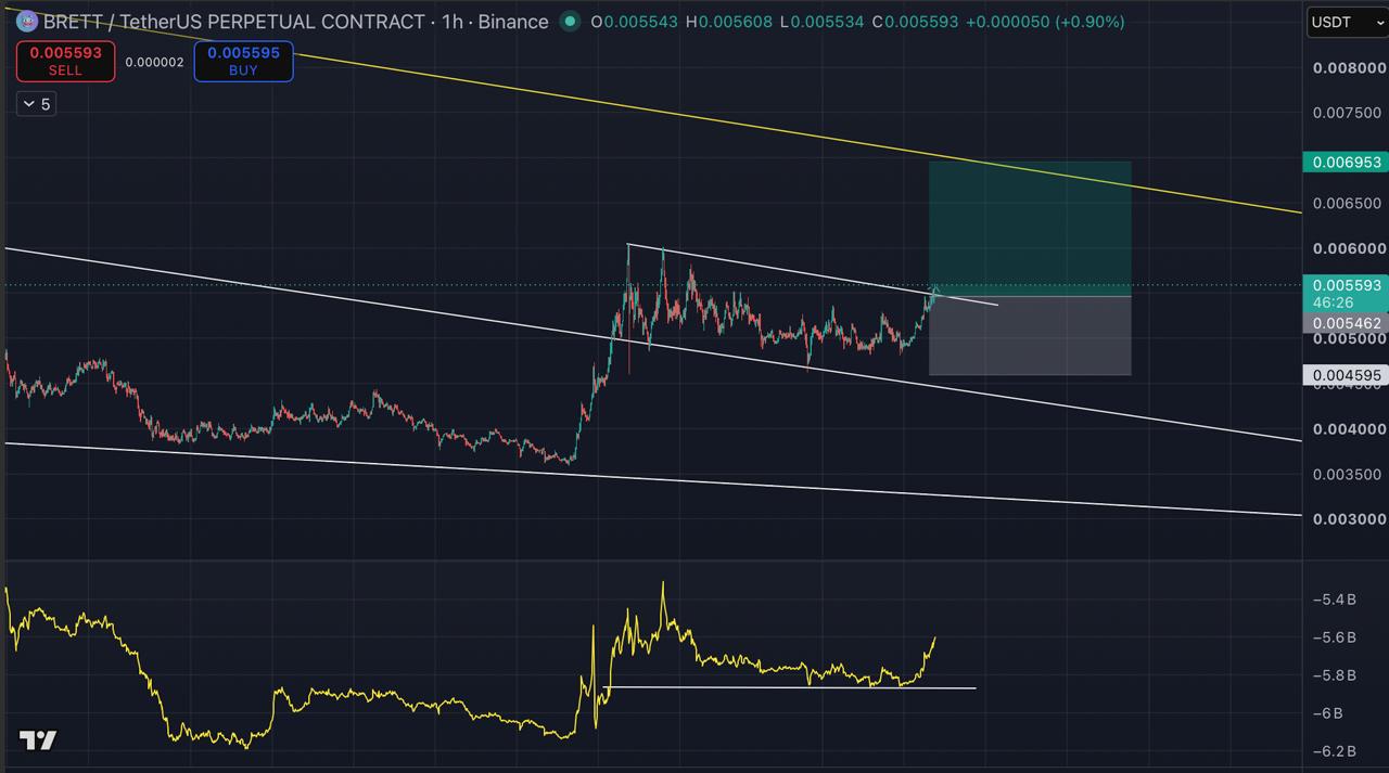 اسکرین‌شات سیگنال BRETTUSDT LONG از Blockchain Usa Official ( Binance ) 🐋