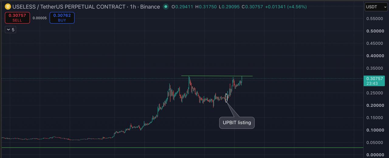 اسکرین‌شات سیگنال USELESSUSDT SHORT از Blockchain Usa Official ( Binance ) 🐋