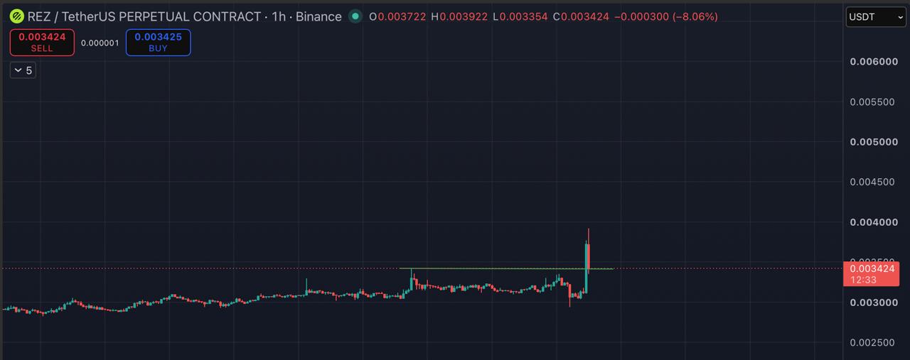 اسکرین‌شات سیگنال REZUSDT LONG از Blockchain Usa Official ( Binance ) 🐋