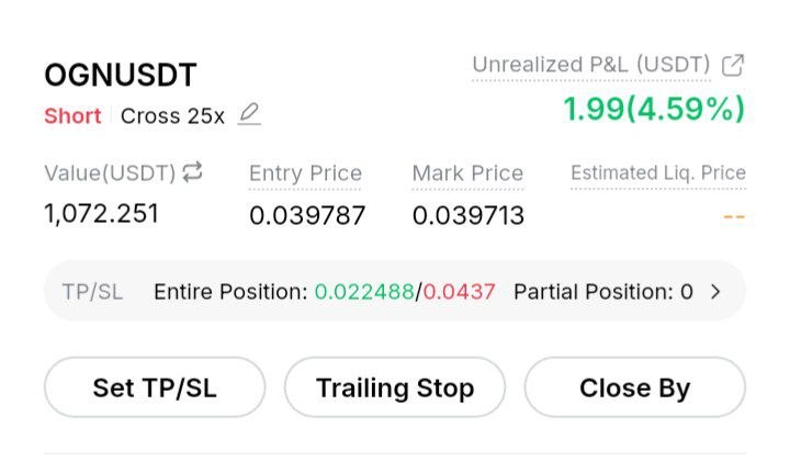 OGNUSDT SHORT signal screenshot by Cornix Scalping Signals (free)