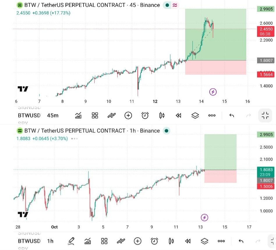 BTWUSDT LONG signal screenshot by The Crypto Ghost 👻