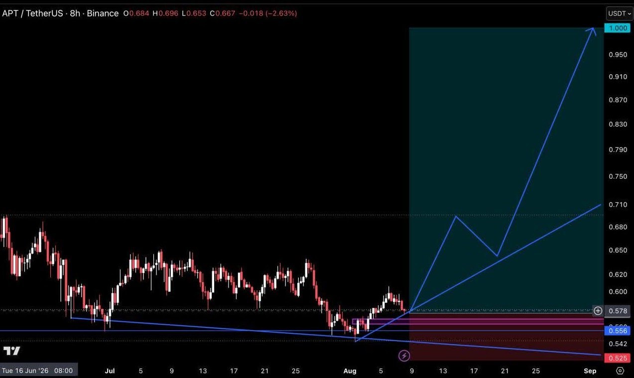 اسکرین‌شات سیگنال APTUSDT LONG از Crypto Pirates Channel ®️
