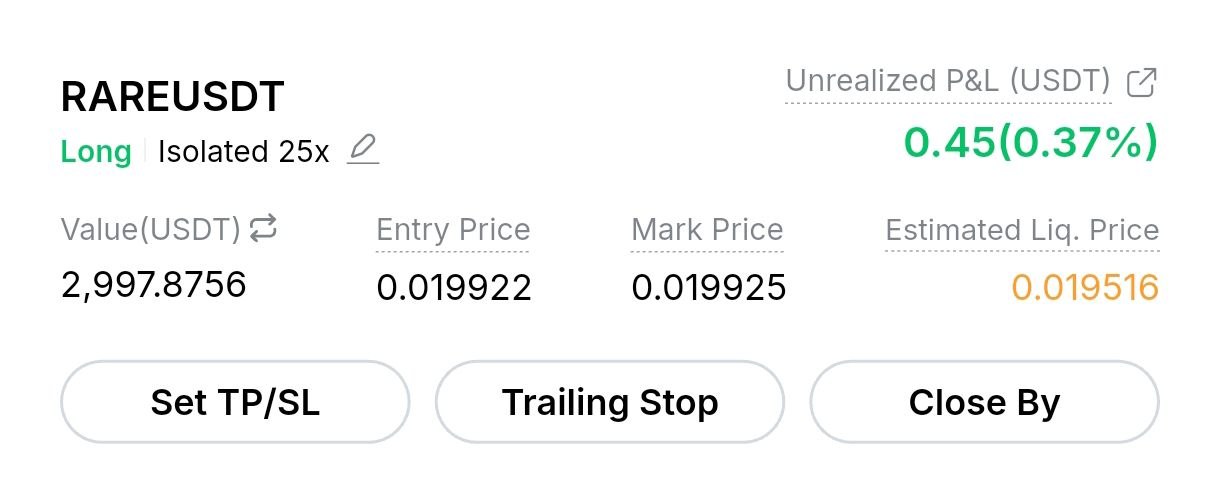 اسکرین‌شات سیگنال RAREUSDT LONG از Crypto Profit