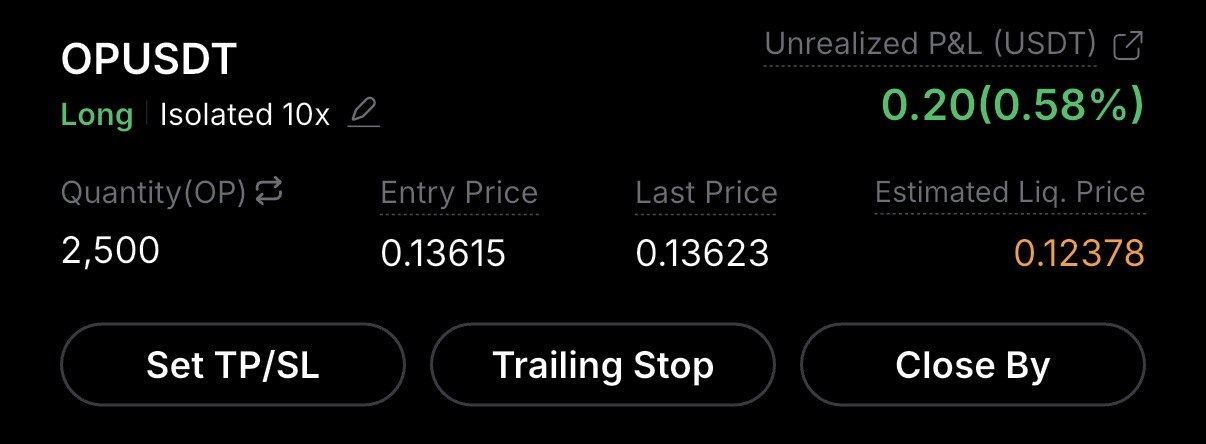 OPUSDT LONG signal screenshot by Crypto Profit