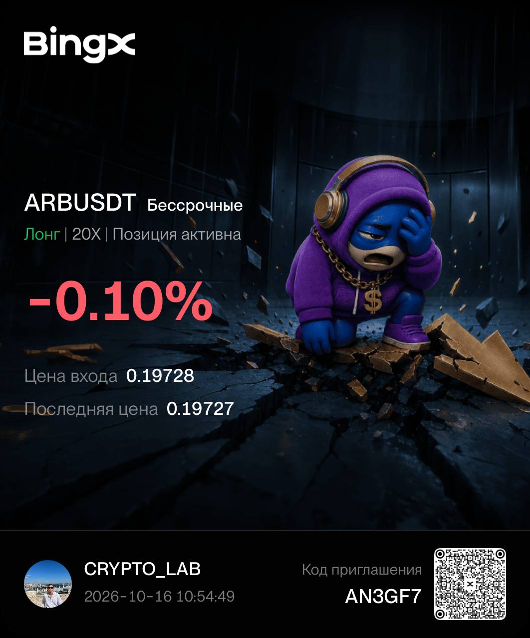 ARBUSDT LONG signal screenshot by CRYPTOLAB