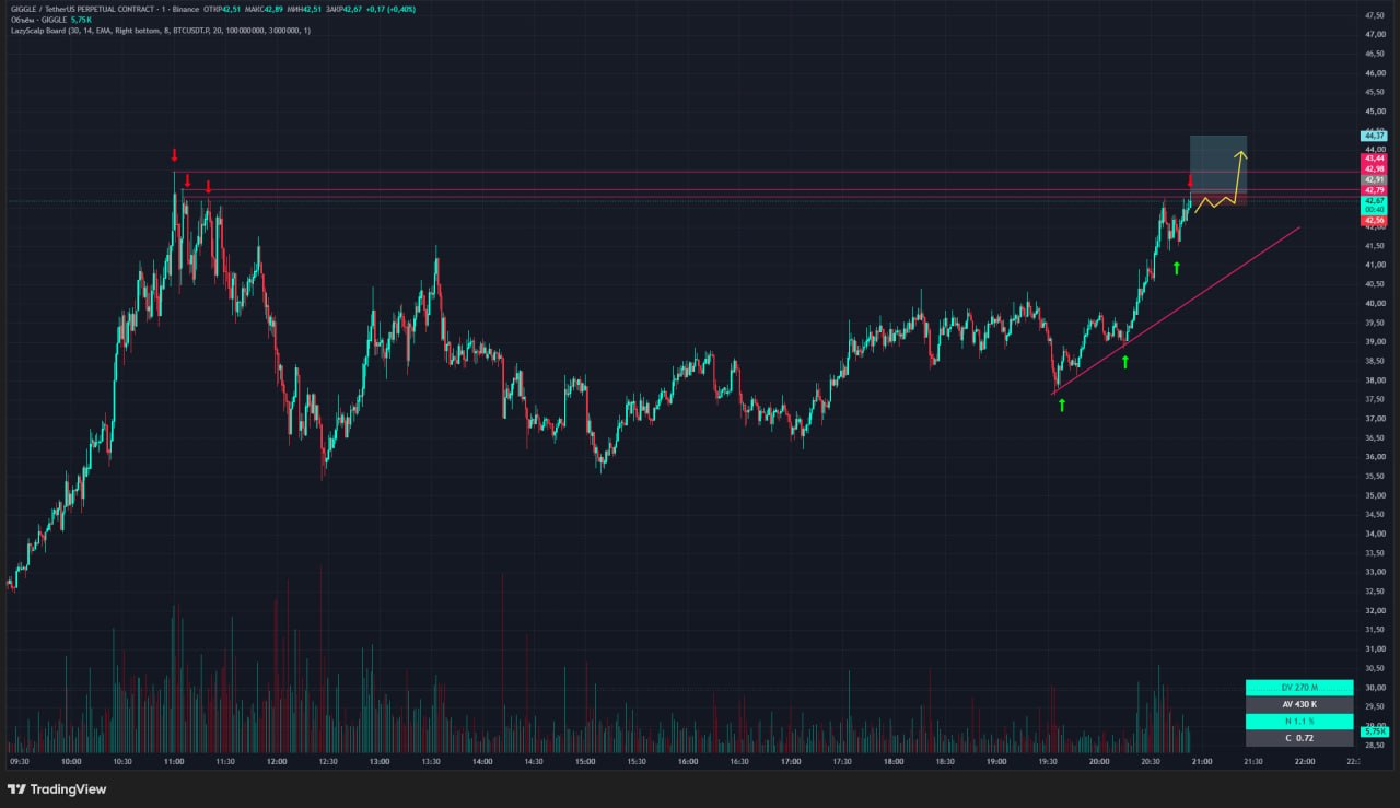 اسکرین‌شات سیگنال GIGGLEUSDT LONG از Trader signals RU
