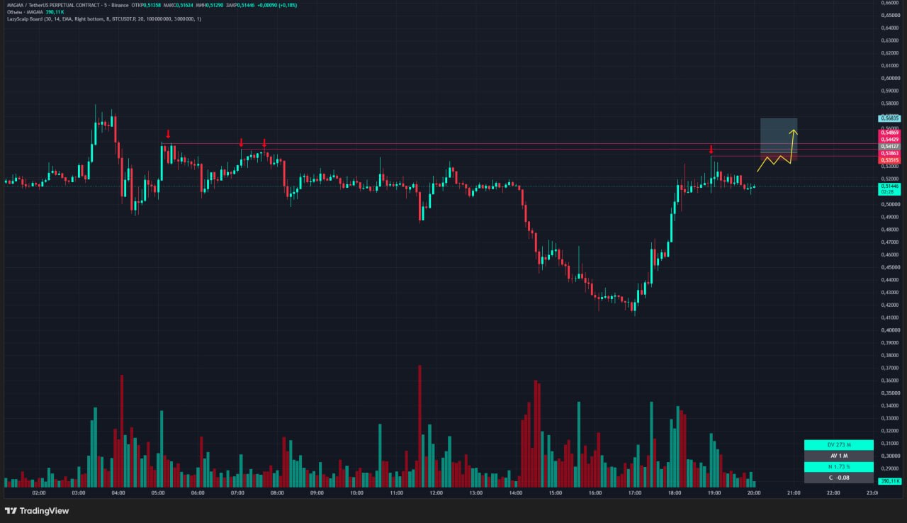 اسکرین‌شات سیگنال MAGMAUSDT LONG از Trader signals RU