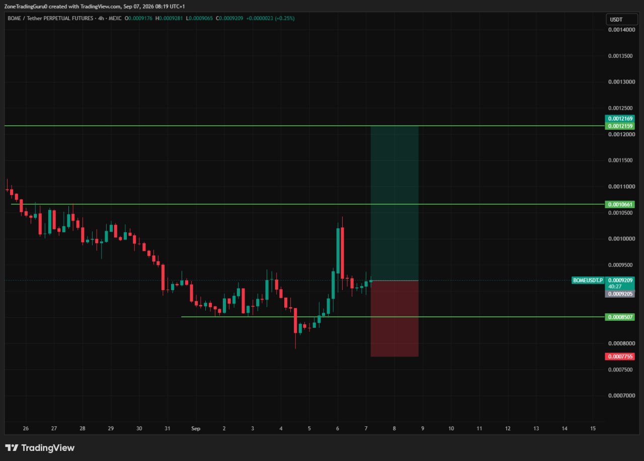 BOMEUSDT LONG signal screenshot by Evening Trader Group