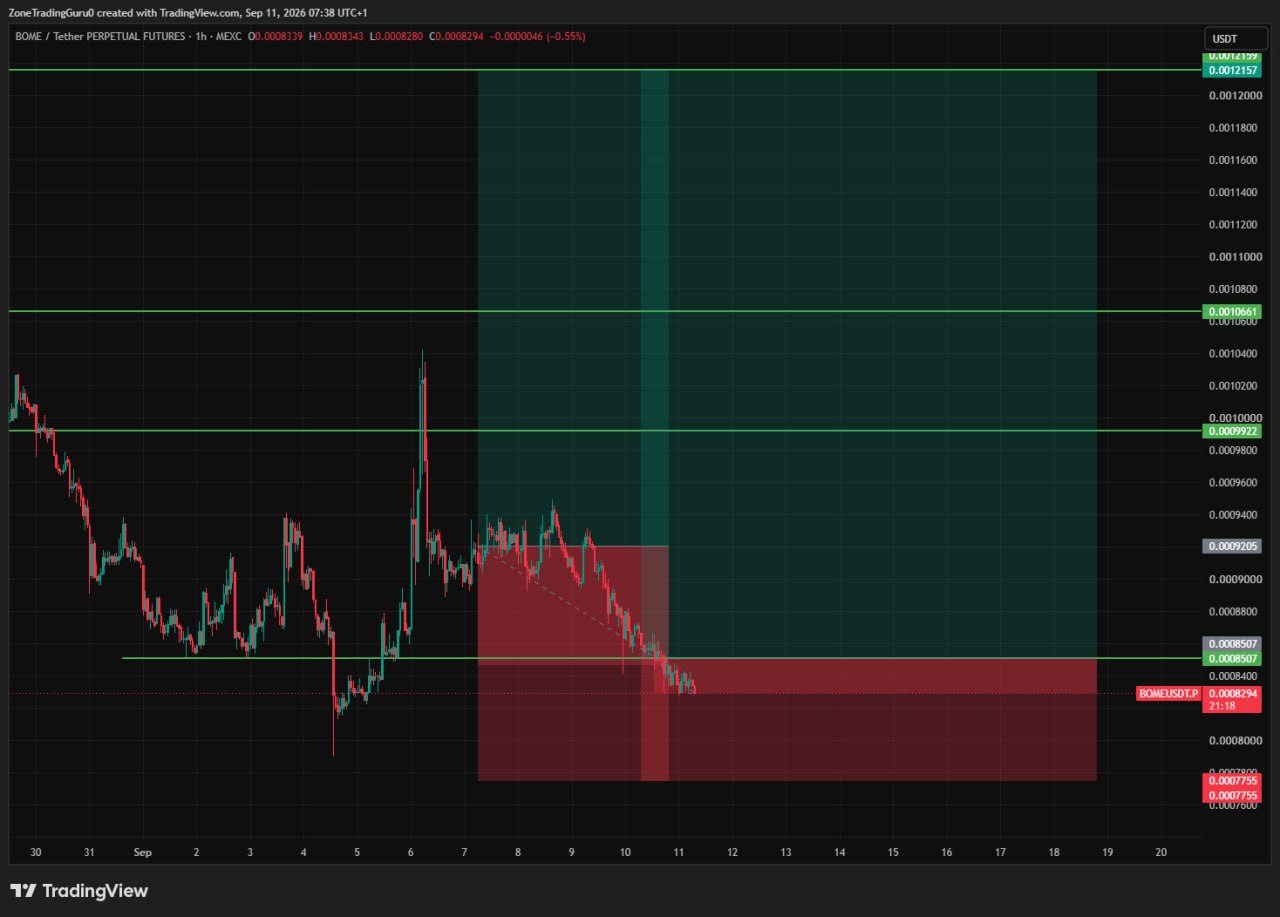 BOMEUSDT SHORT signal screenshot by Evening Trader Group