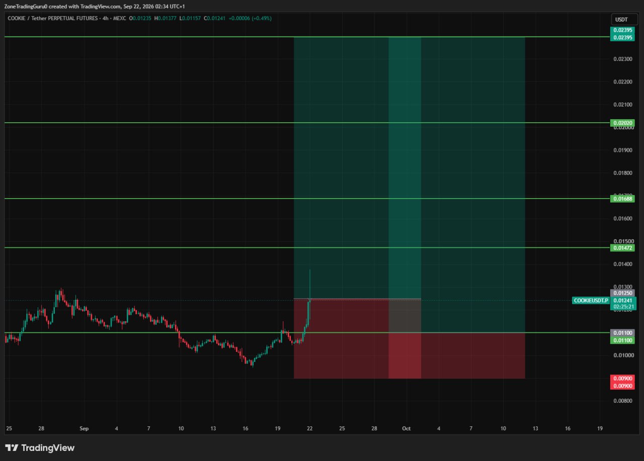 اسکرین‌شات سیگنال COOKIEUSDT LONG از Evening Trader Group