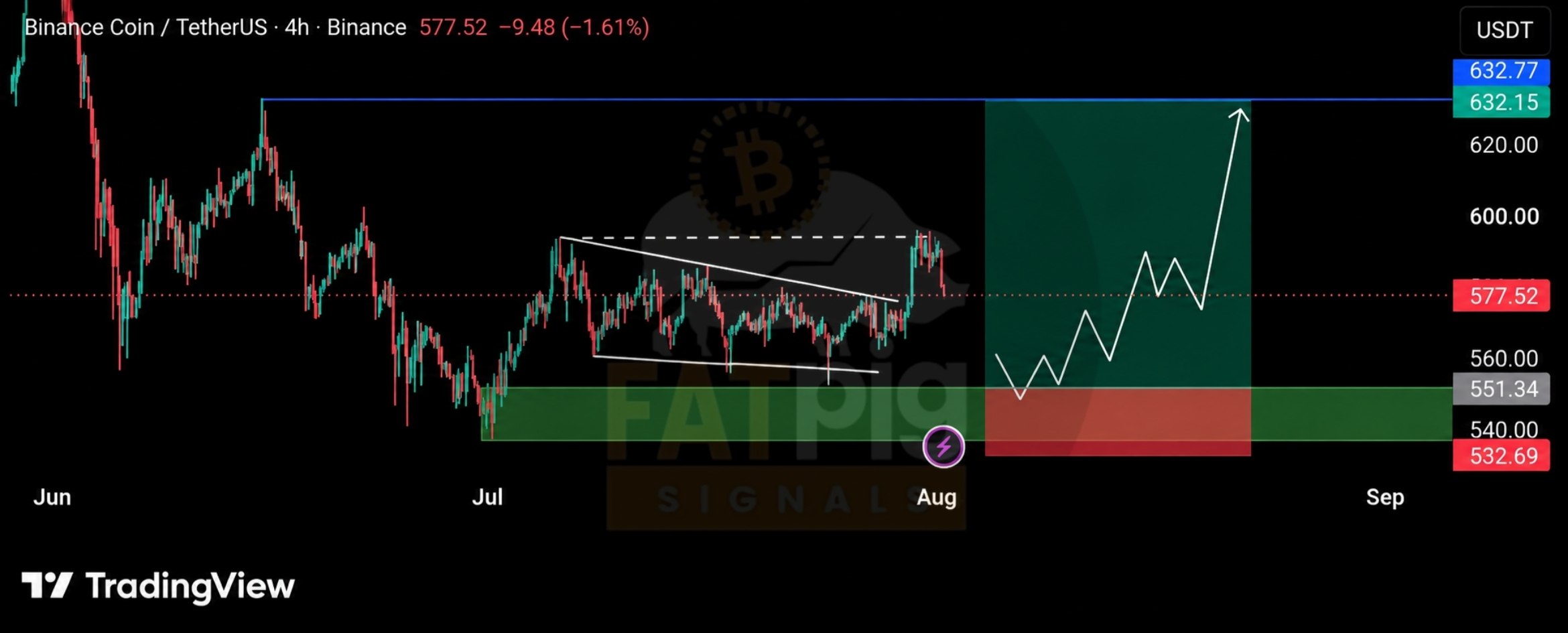 BNBUSDT — chart from the original post by Fat Pig Signals OFFICIAL