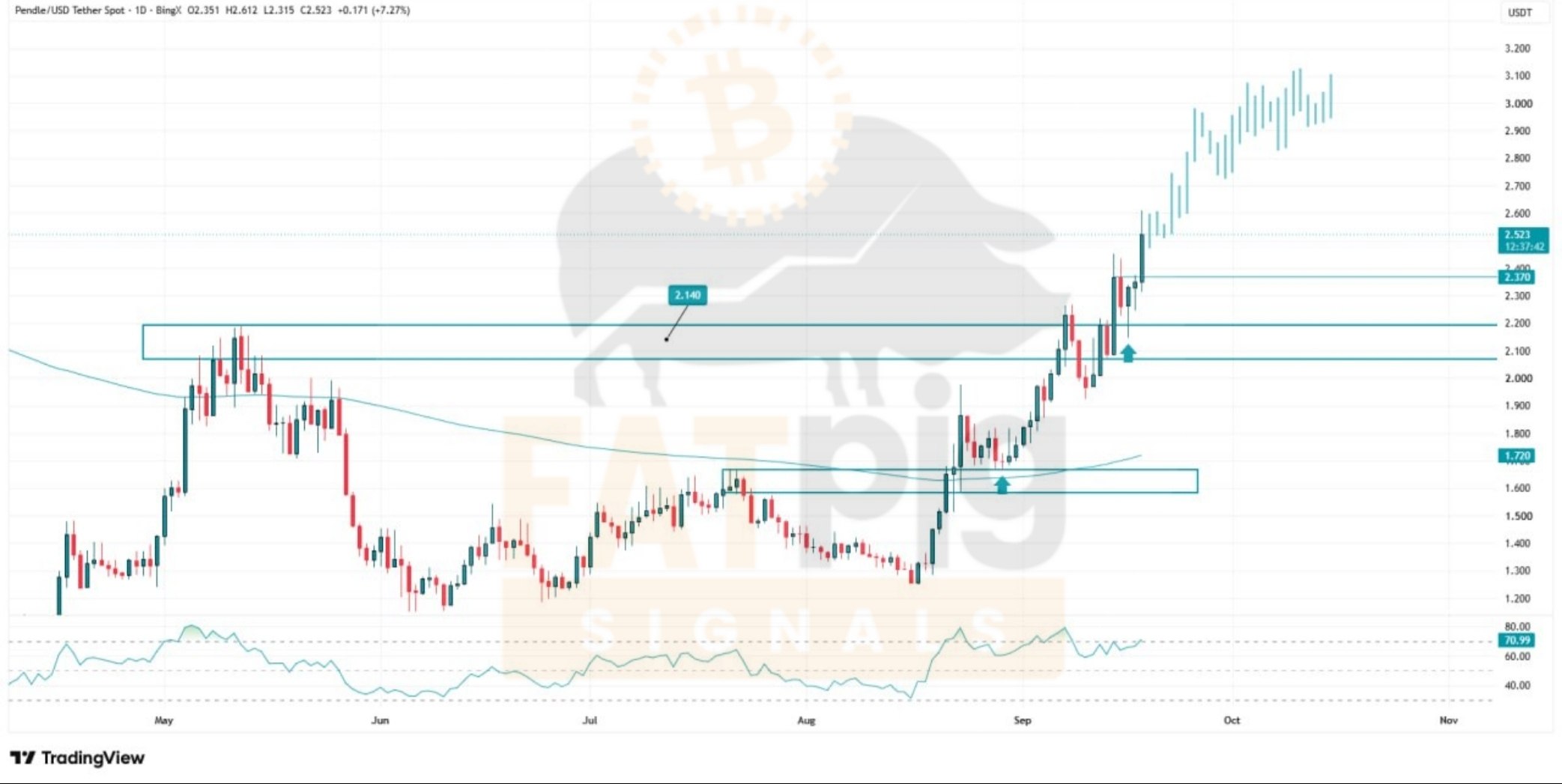 اسکرین‌شات سیگنال PENDLEUSDT LONG از Fat Pig Signals OFFICIAL