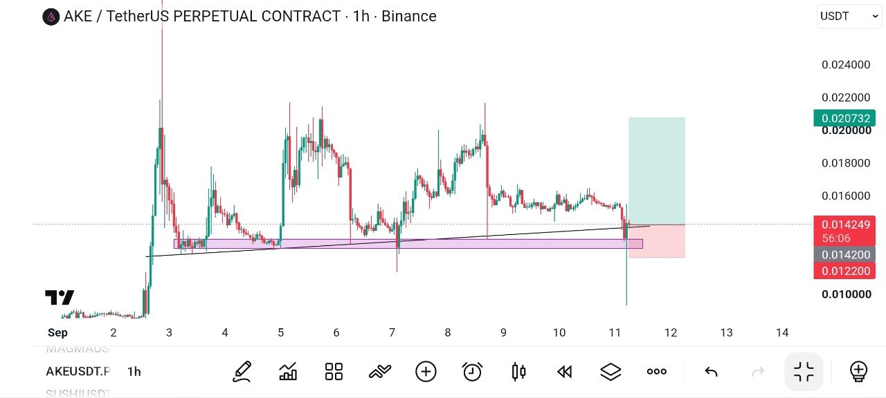 Скриншот сигнала AKEUSDT LONG от Global Crypto Research