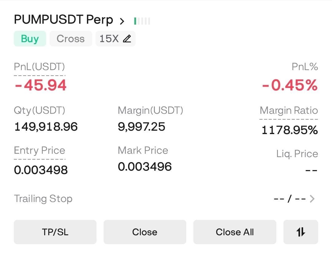 Скриншот сигнала PUMPUSDT LONG от Gorilla Crypto