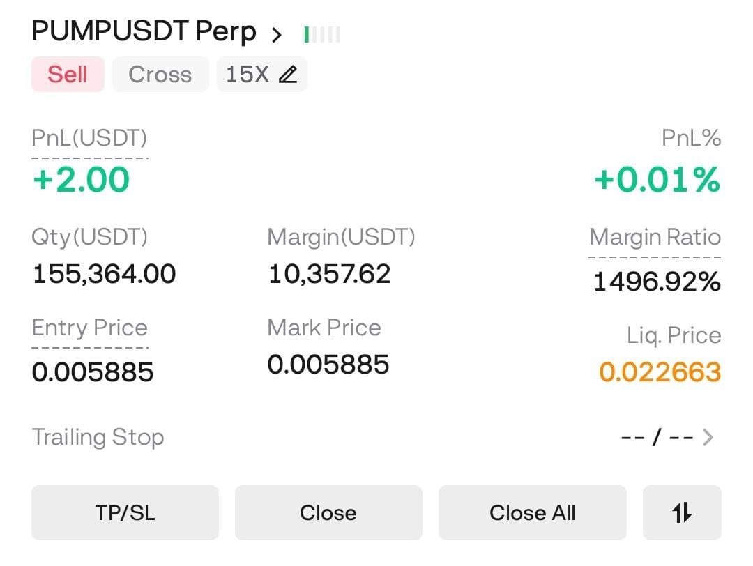 اسکرین‌شات سیگنال PUMPUSDT SHORT از Gorilla Crypto