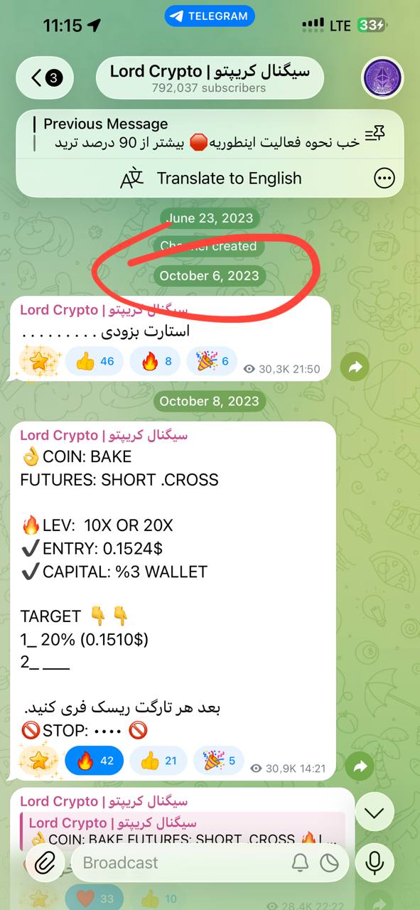 اسکرین‌شات سیگنال BAKEUSDT SHORT از Lord Crypto | سیگنال کریپتو