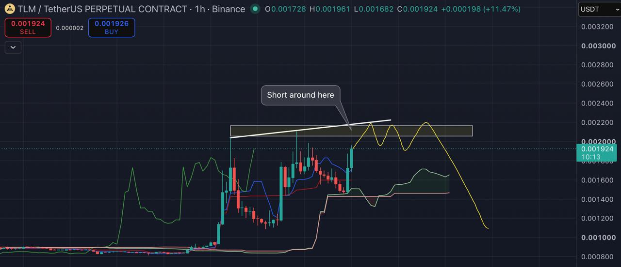 Скриншот сигнала TLMUSDT SHORT от Blockchain Usa Official ( Binance ) 🐋