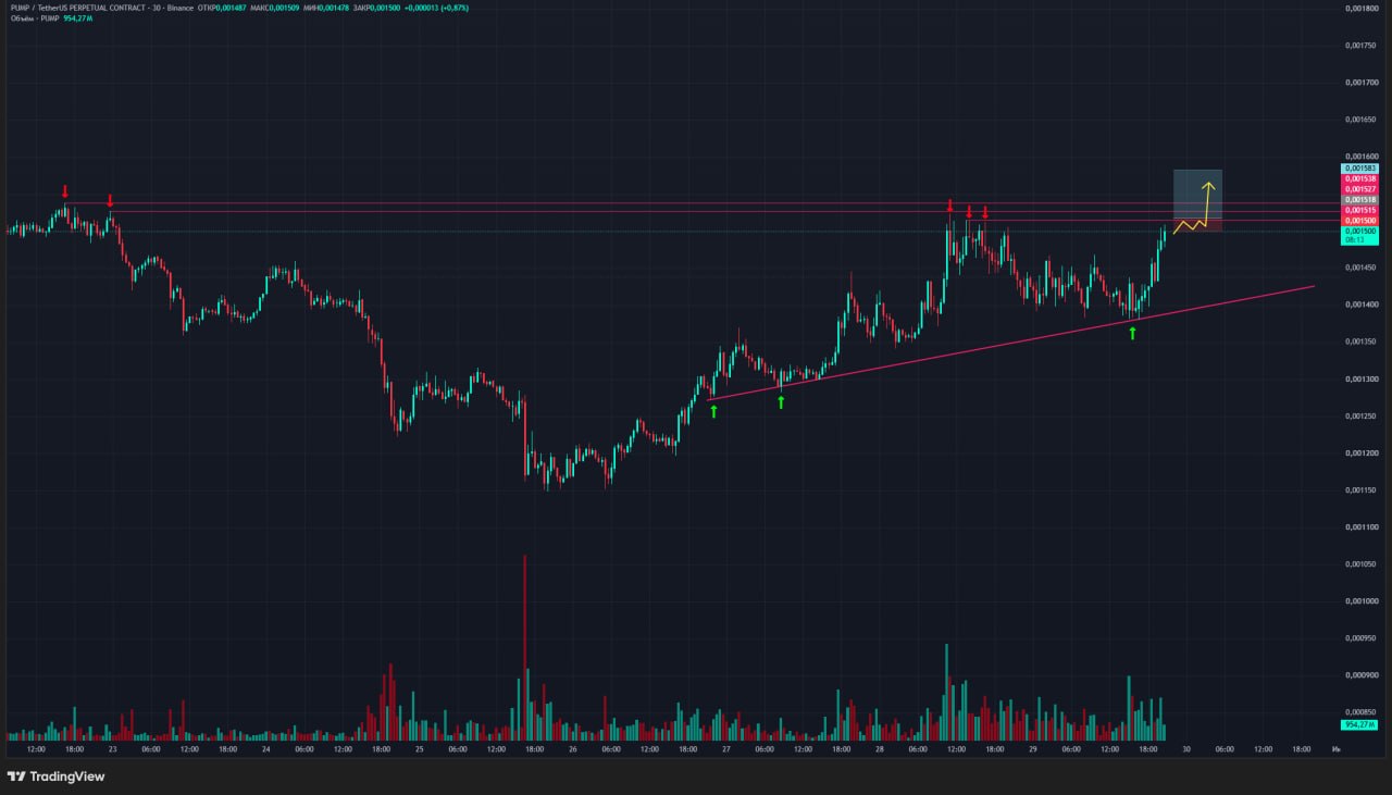 Скриншот сигнала PUMPUSDT LONG от Trader signals RU