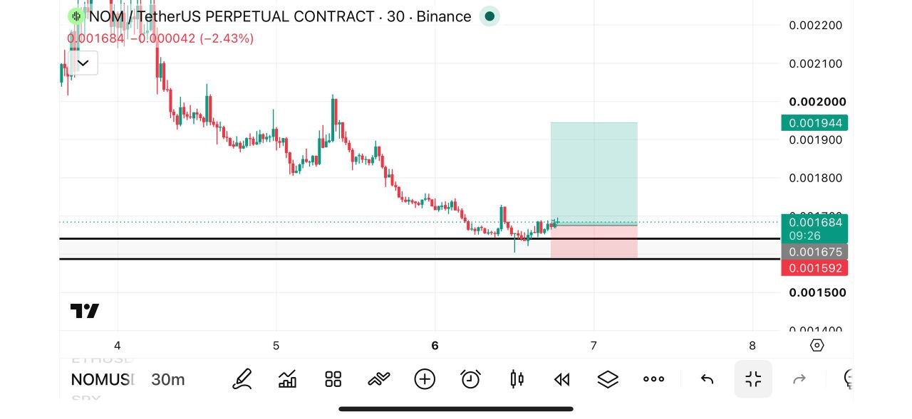 Скриншот сигнала NOMUSDT LONG от Fat pig signalso
