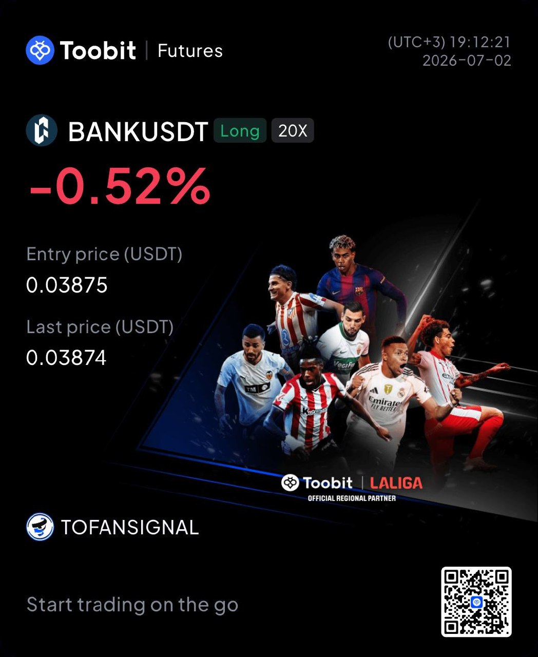 BANKUSDT LONG signal screenshot by Tofan Trade | سیگنال کریپتو