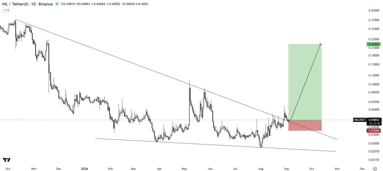NILUSDT LONG signal screenshot by The Crypto Express