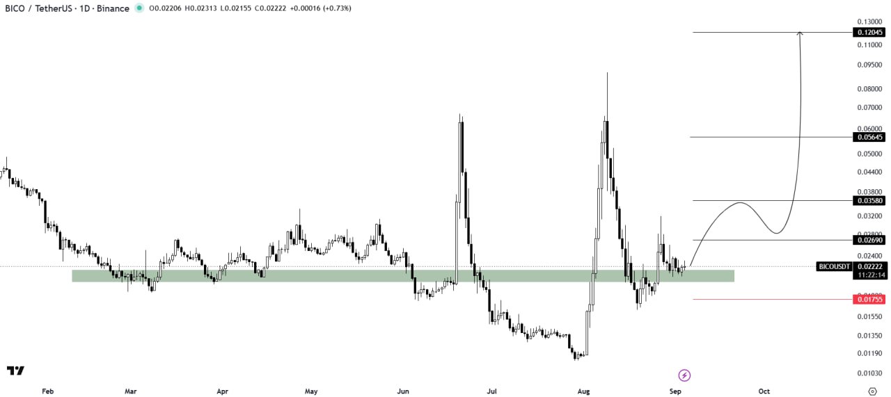 BICOUSDT LONG signal screenshot by The Crypto Express