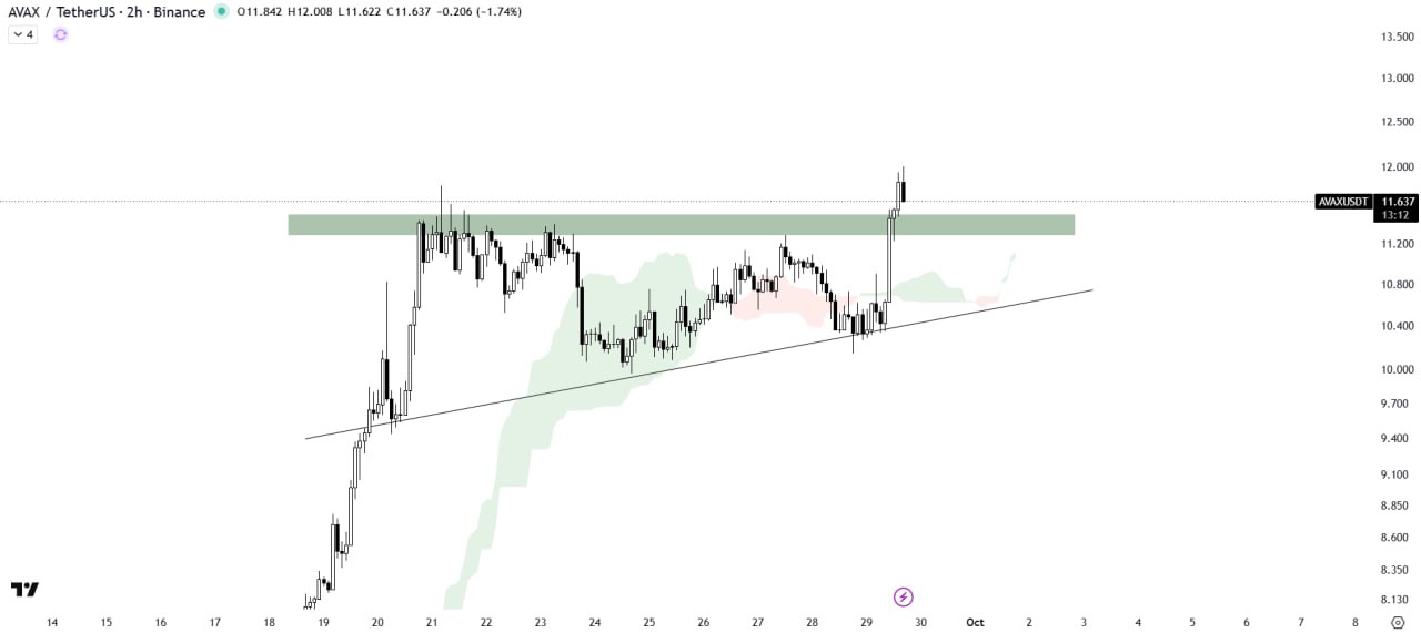 AVAXUSDT LONG signal screenshot by The Crypto Express