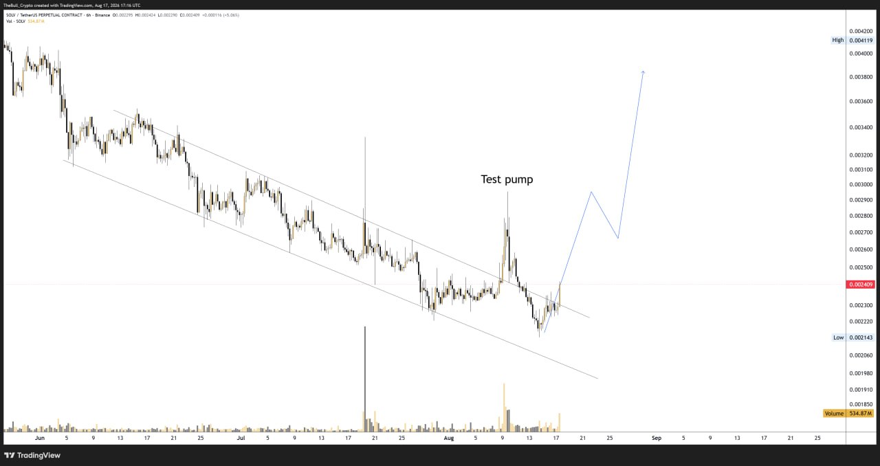 SOLVUSDT LONG signal screenshot by The Bull
