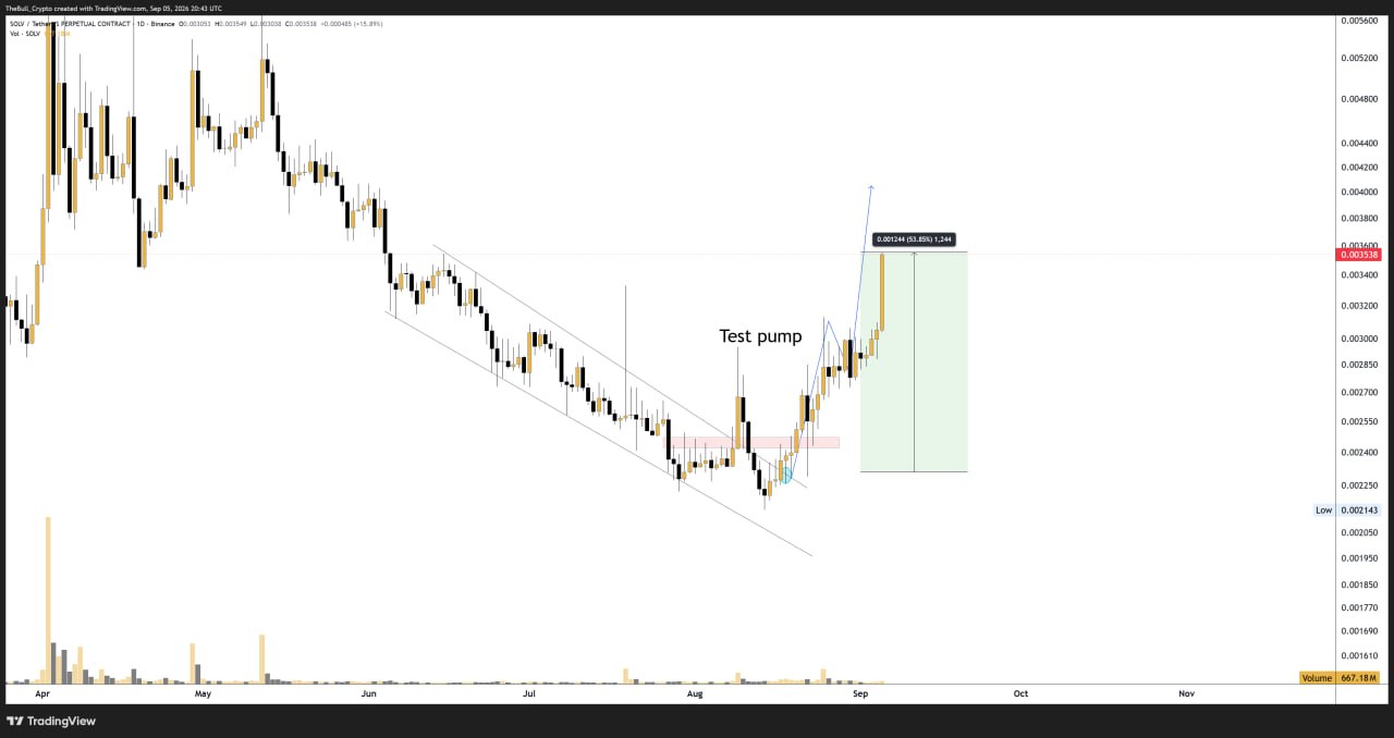 اسکرین‌شات سیگنال SOLVUSDT LONG از The Bull