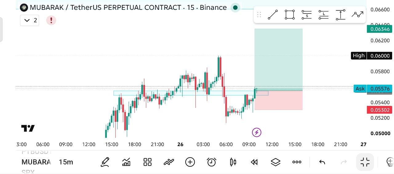 اسکرین‌شات سیگنال MUBARAKUSDT LONG از THE WOLF (CRYPTO)®
