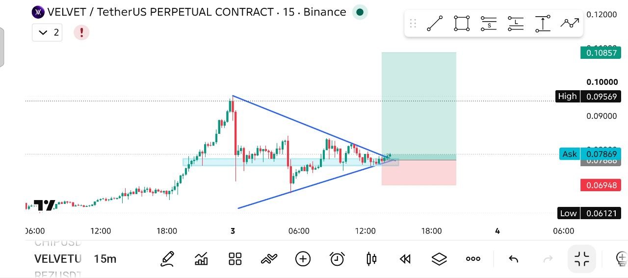 اسکرین‌شات سیگنال VELVETUSDT LONG از THE WOLF (CRYPTO)®