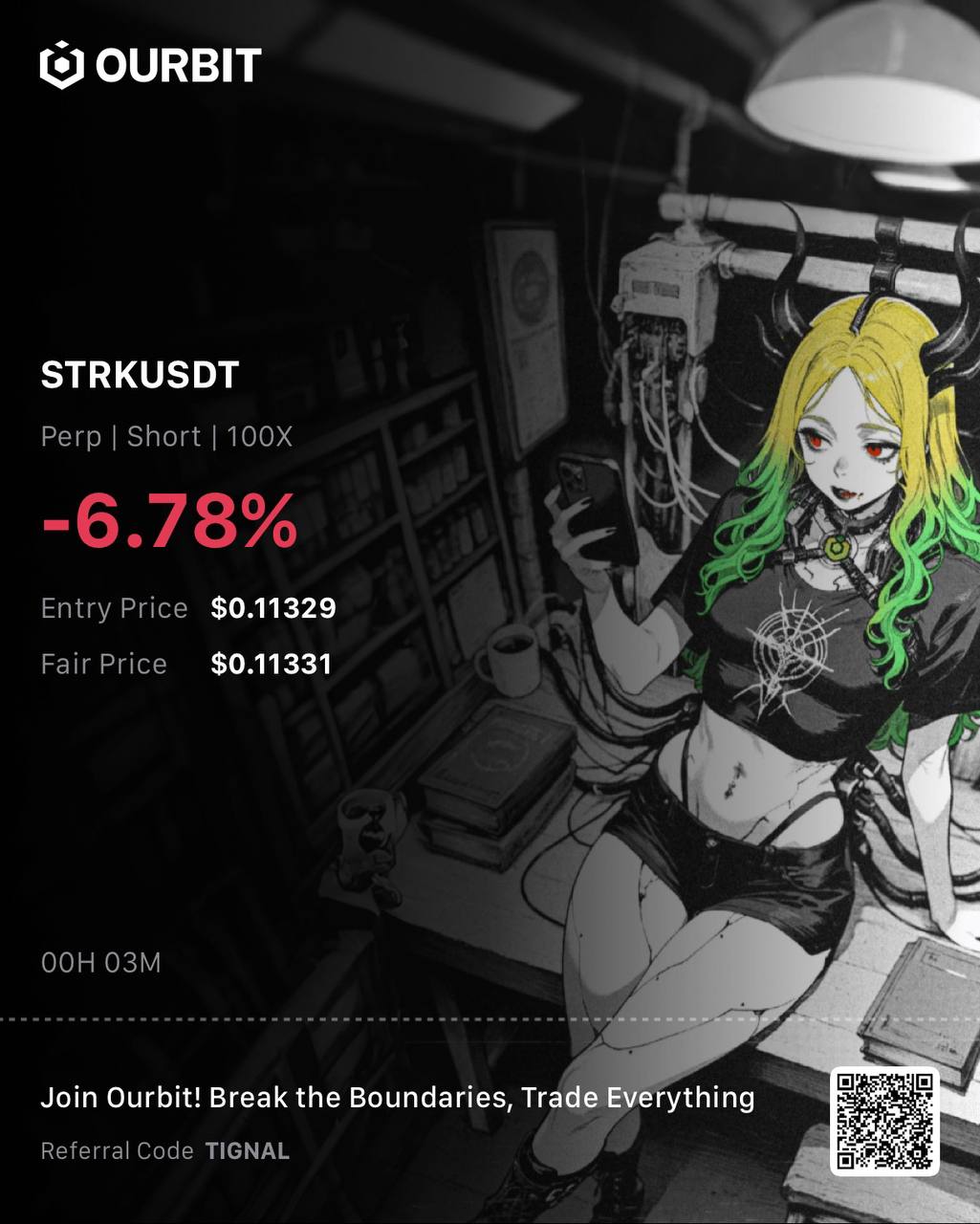 STRKUSDT SHORT signal screenshot by تیگنال | ترید سیگنال