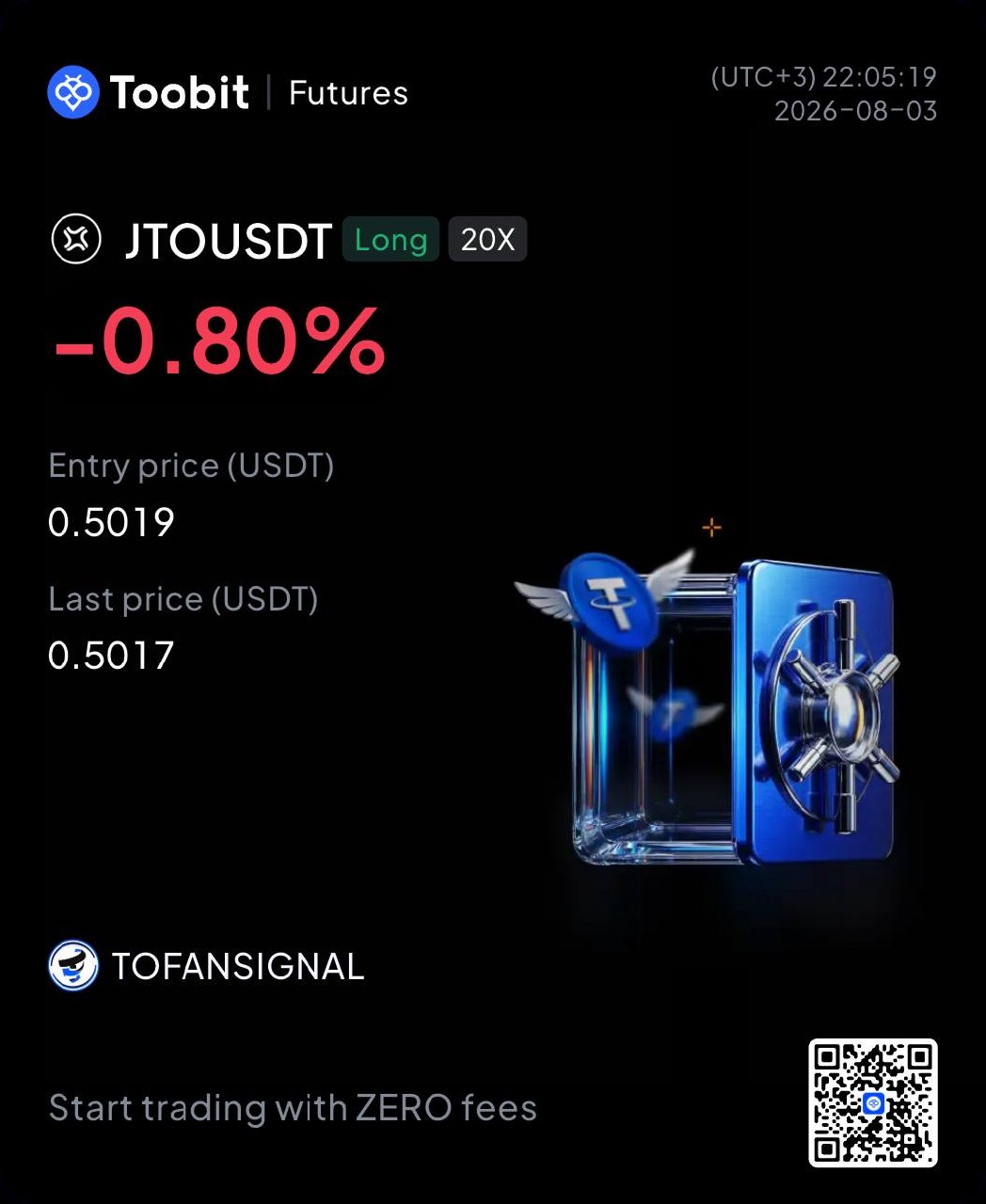 Скриншот сигнала JTOUSDT LONG от Tofan Trade | سیگنال کریپتو