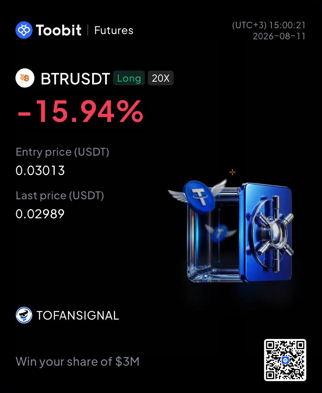 اسکرین‌شات سیگنال BTRUSDT LONG از Tofan Trade | سیگنال کریپتو