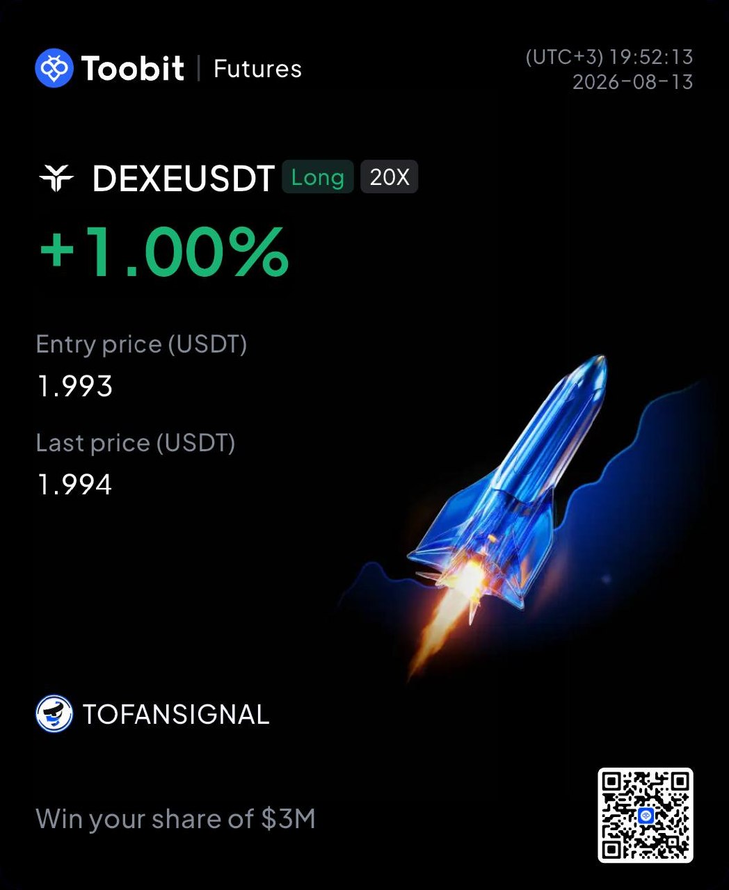 اسکرین‌شات سیگنال DEXEUSDT LONG از Tofan Trade | سیگنال کریپتو