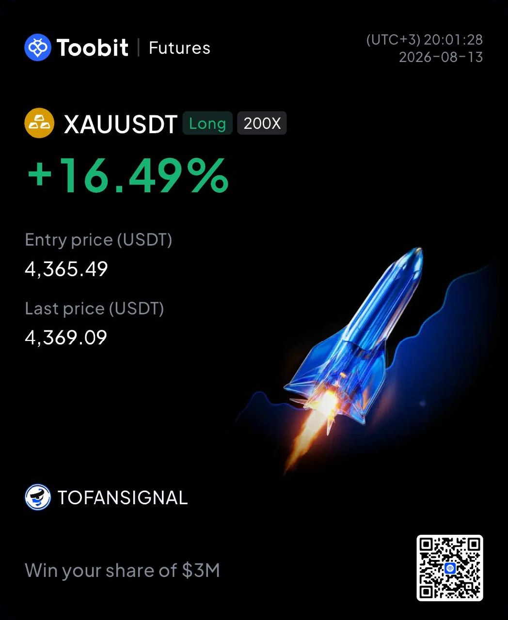 اسکرین‌شات سیگنال XAUUSDT LONG از Tofan Trade | سیگنال کریپتو
