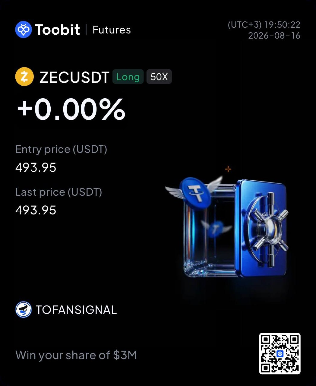 ZECUSDT LONG signal screenshot by Tofan Trade | سیگنال کریپتو