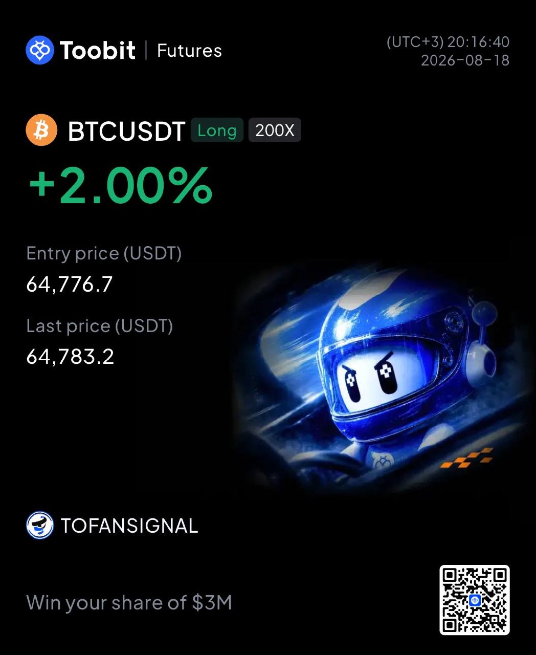 BTCUSDT LONG signal screenshot by Tofan Trade | سیگنال کریپتو