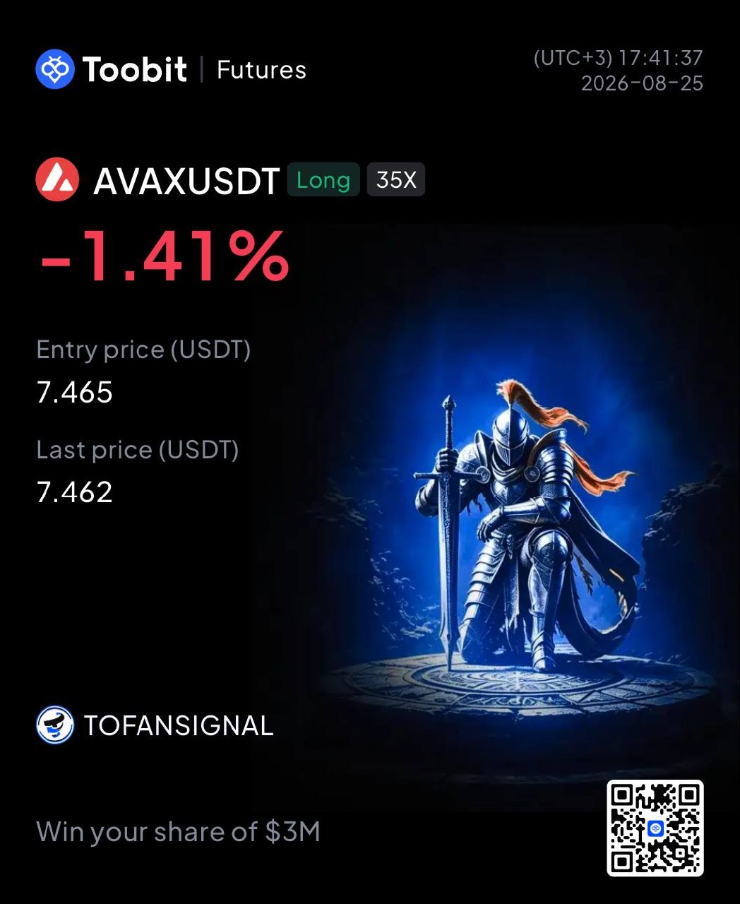 AVAXUSDT LONG signal screenshot by Tofan Trade | سیگنال کریپتو