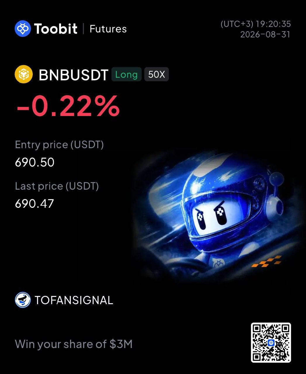 BNBUSDT LONG signal screenshot by Tofan Trade | سیگنال کریپتو